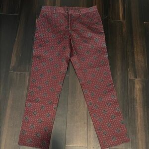 Etro Maroon Geometric Chinos